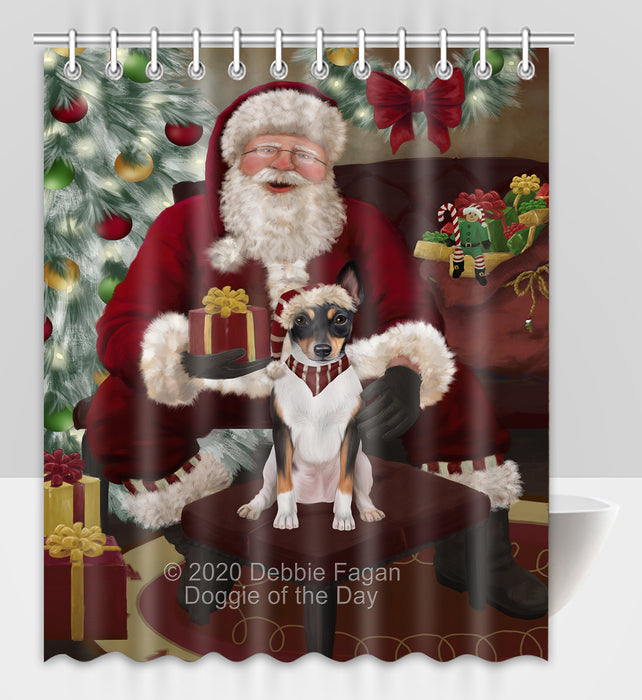 Santa's Christmas Surprise Rat Terrier Dog Shower Curtain Bathroom Accessories Decor Bath Tub Screens SC268
