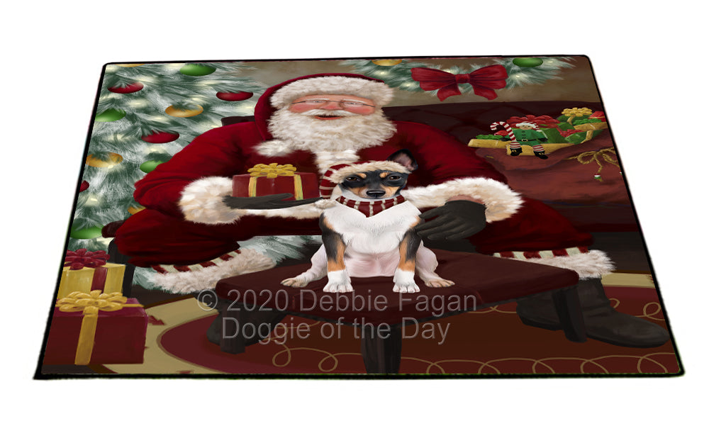 Santa's Christmas Surprise Rat Terrier Dog Indoor/Outdoor Welcome Floormat - Premium Quality Washable Anti-Slip Doormat Rug FLMS57547