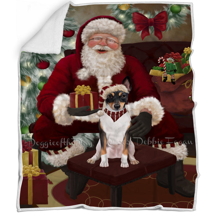 Santa's Christmas Surprise Rat Terrier Dog Blanket BLNKT142378