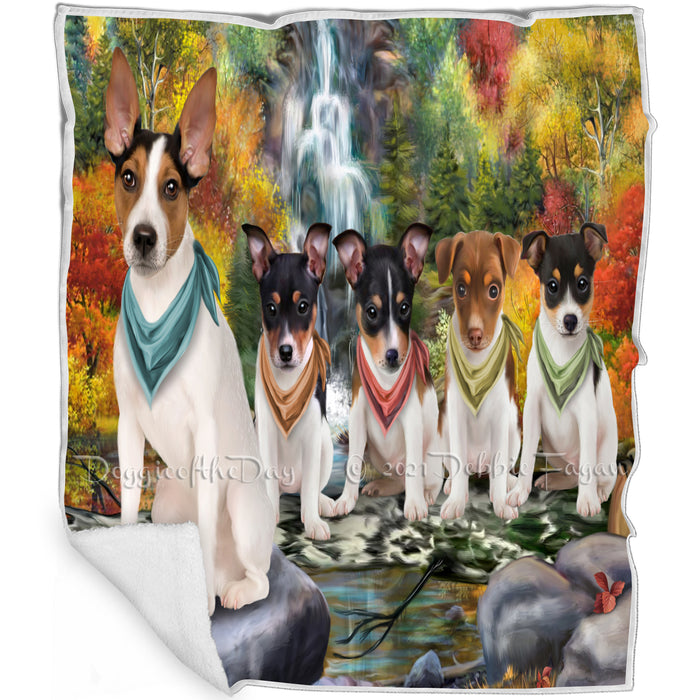 Scenic Waterfall Rat Terriers Dog Blanket BLNKT84090