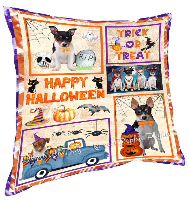 Happy Halloween Trick or Treat Rat Terrier Dogs Pillow with Top Quality High-Resolution Images - Ultra Soft Pet Pillows for Sleeping - Reversible & Comfort - Ideal Gift for Dog Lover - Cushion for Sofa Couch Bed - 100% Polyester