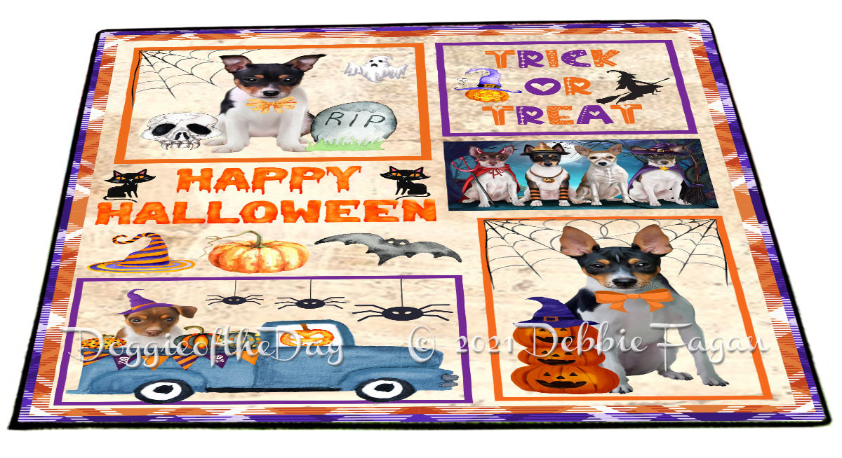 Happy Halloween Trick or Treat Rat Terrier Dogs Indoor/Outdoor Welcome Floormat - Premium Quality Washable Anti-Slip Doormat Rug FLMS58177