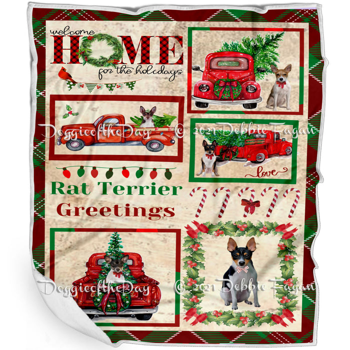 Welcome Home for Christmas Holidays Rat Terrier Dogs Blanket BLNKT72111