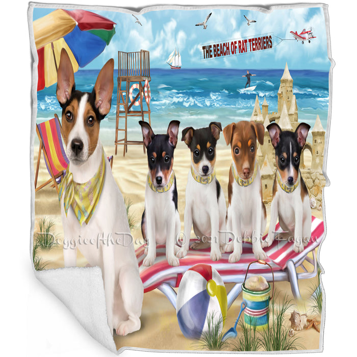 Pet Friendly Beach Rat Terriers Dog Blanket BLNKT66297