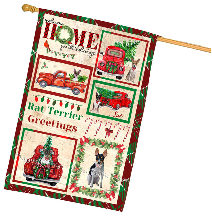 Welcome Home for Christmas Holidays Rat Terrier Dogs House flag FLG67040