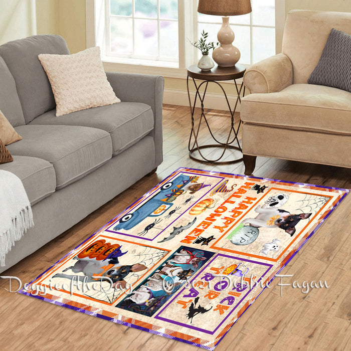 Happy Halloween Trick or Treat Rat Terrier Dogs Polyester Living Room Carpet Area Rug ARUG65851