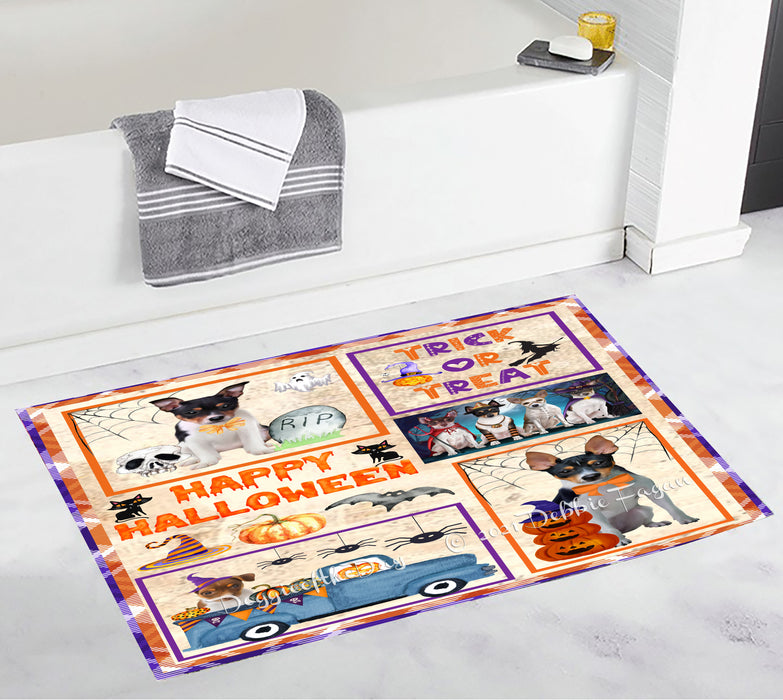 Happy Halloween Trick or Treat Rat Terrier Dogs Bathroom Rugs with Non Slip Soft Bath Mat for Tub BRUG54766