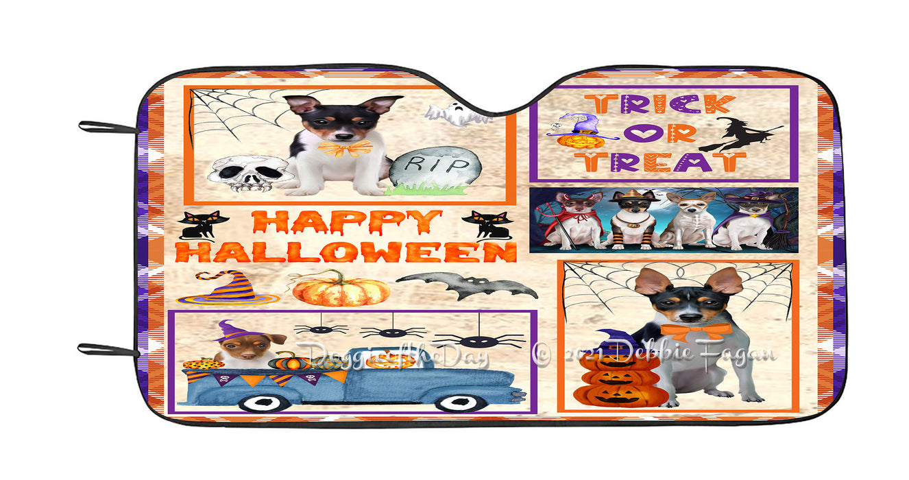 Happy Halloween Trick or Treat Rat Terrier Dogs Car Sun Shade Cover Curtain