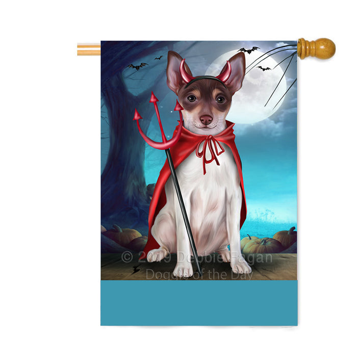 Personalized Happy Halloween Trick or Treat Rat Terrier Dog Devil Custom House Flag FLG64174