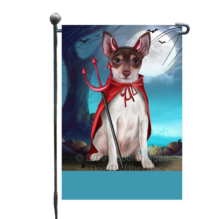 Personalized Happy Halloween Trick or Treat Rat Terrier Dog Devil Custom Garden Flag GFLG64483