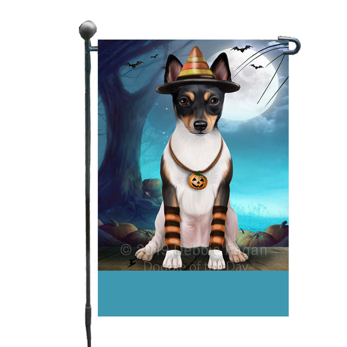 Personalized Happy Halloween Trick or Treat Rat Terrier Dog Candy Corn Custom Garden Flag GFLG64428