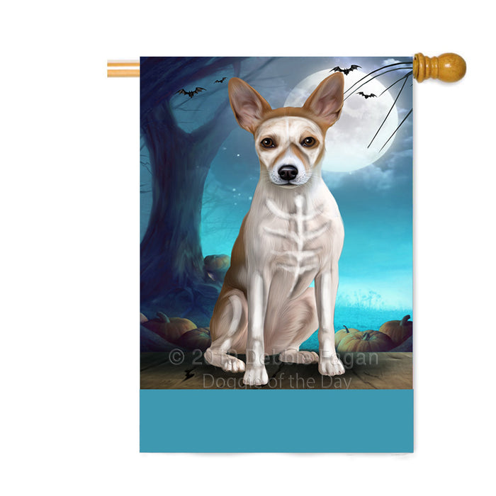 Personalized Happy Halloween Trick or Treat Rat Terrier Dog Skeleton Custom House Flag FLG64229