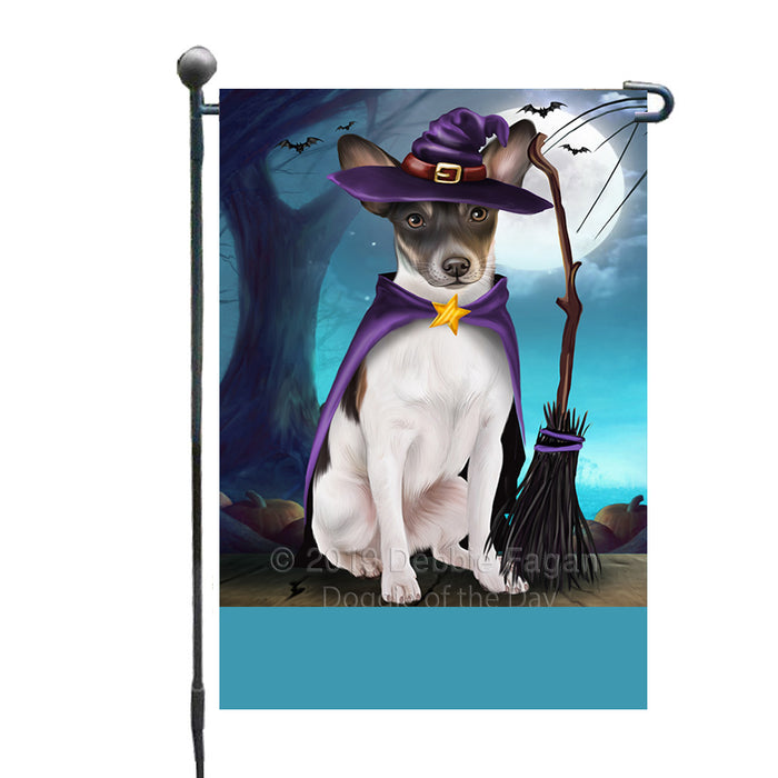 Personalized Happy Halloween Trick or Treat Rat Terrier Dog Witch Custom Garden Flag GFLG64593