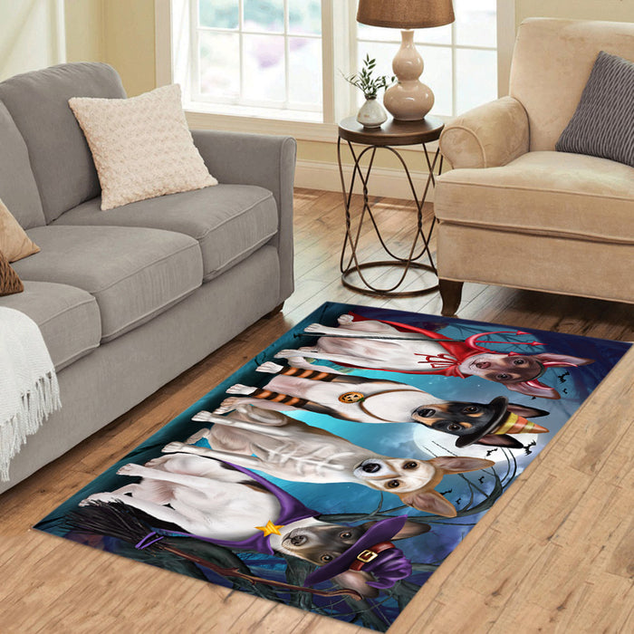 Halloween Trick or Teat Rat Terrier Dogs Area Rug