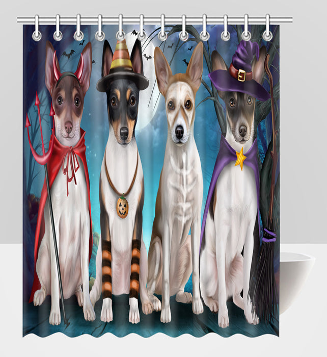Halloween Trick or Teat Rat Terrier Dogs Shower Curtain