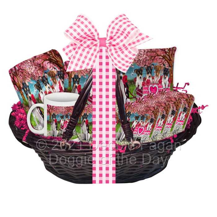 Mother's Day Gift Basket Rat Terrier Dogs Blanket, Pillow, Coasters, Magnet, Coffee Mug and Ornament