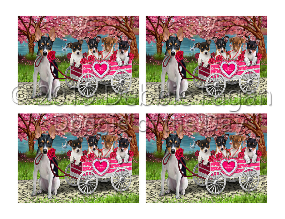 I Love Rat Terrier Dogs in a Cart Placemat