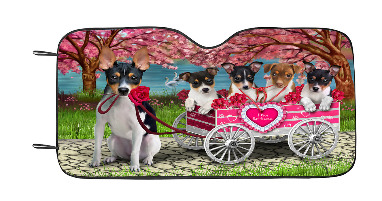 I Love Rat Terrier Dogs in a Cart Car Sun Shade