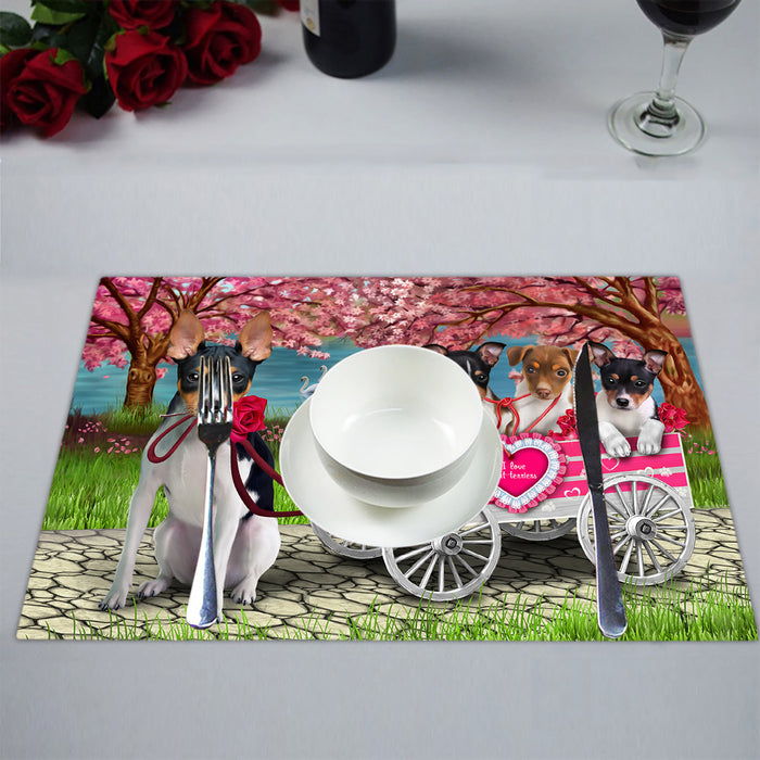 I Love Rat Terrier Dogs in a Cart Placemat