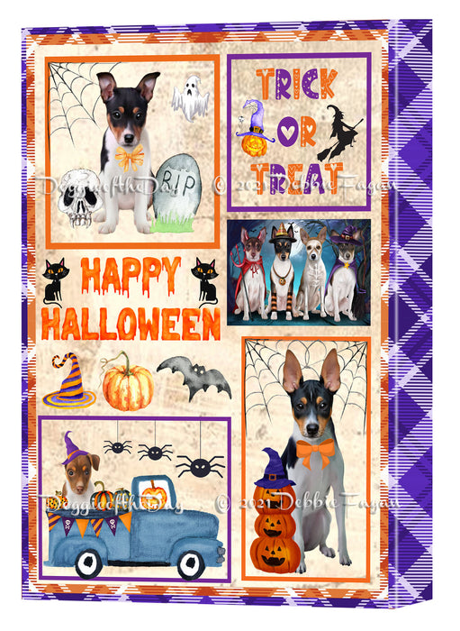 Happy Halloween Trick or Treat Rat Terrier Dogs Canvas Wall Art Decor - Premium Quality Canvas Wall Art for Living Room Bedroom Home Office Decor Ready to Hang CVS150758