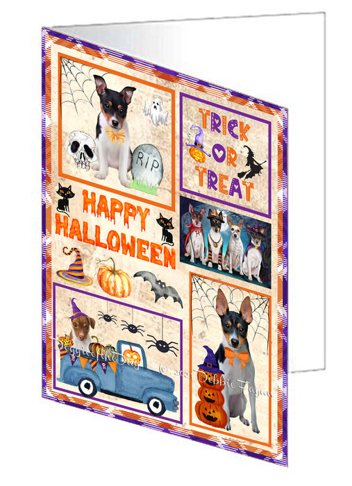 Happy Halloween Trick or Treat Rat Terrier Dogs Handmade Artwork Assorted Pets Greeting Cards and Note Cards with Envelopes for All Occasions and Holiday Seasons GCD76580