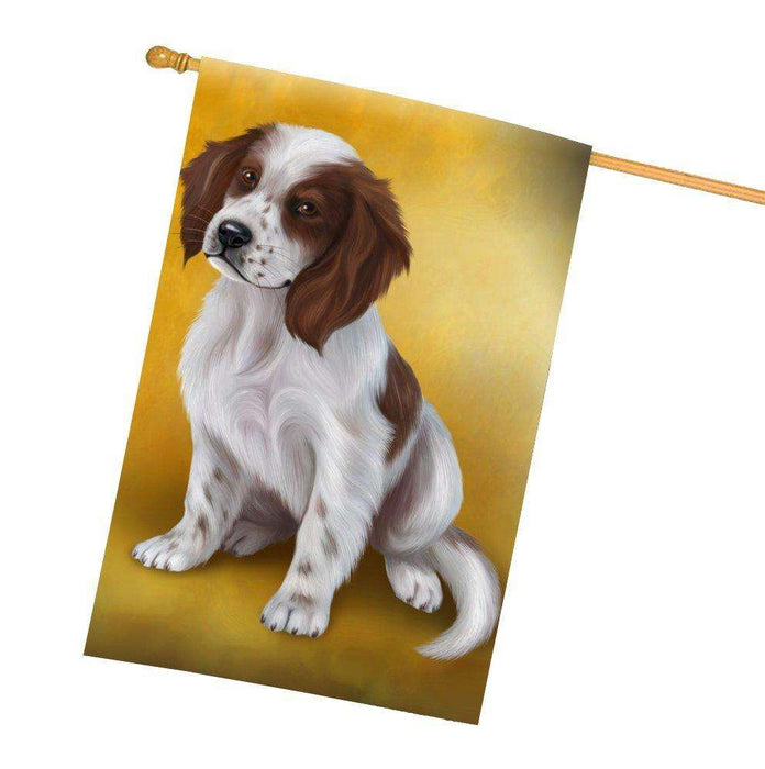 Red And White Irish Setter Puppy Dog All Weather House Flag