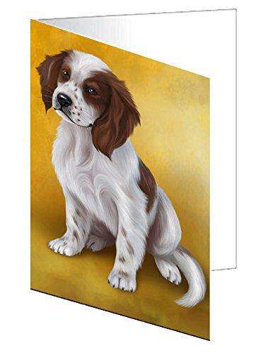 Red And White Irish Setter Puppy Dog Handmade Artwork Assorted Pets Greeting Cards and Note Cards with Envelopes for All Occasions and Holiday Seasons