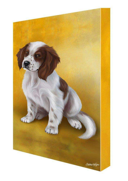 Red And White Irish Setter Puppy Dog Painting Printed on Canvas Wall Art Signed