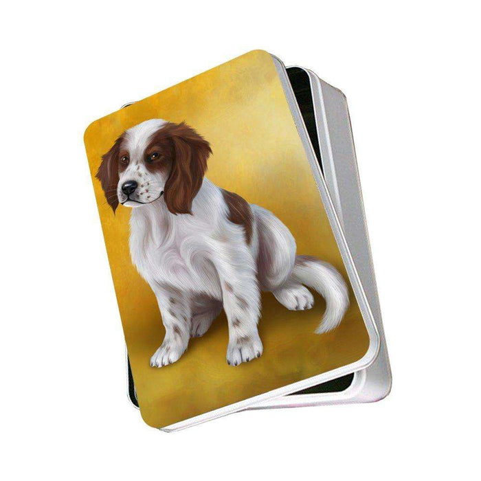 Red And White Irish Setter Puppy Dog Photo Storage Tin
