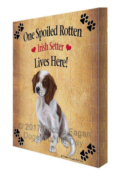 Red And White Irish Setter Puppy Spoiled Rotten Dog Canvas Wall Art D565