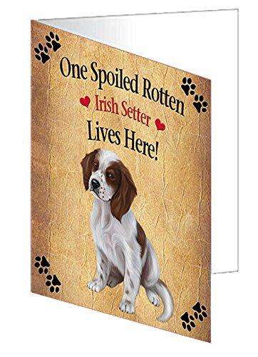 Red And White Irish Setter Puppy Spoiled Rotten Dog Handmade Artwork Assorted Pets Greeting Cards and Note Cards with Envelopes for All Occasions and Holiday Seasons