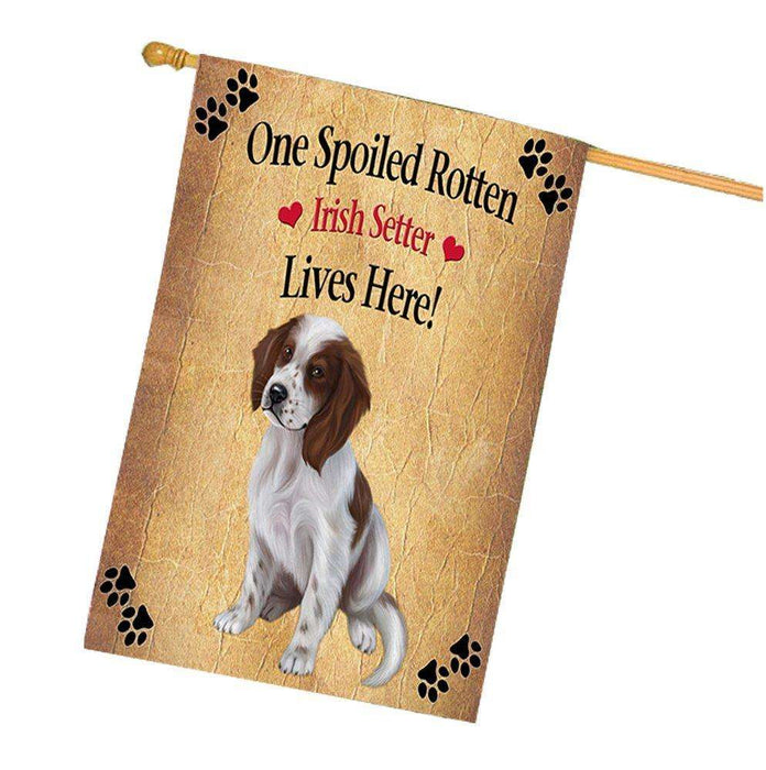 Red And White Irish Setter Puppy Spoiled Rotten Dog House Flag