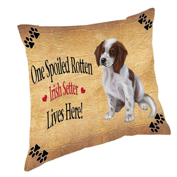 Red And White Irish Setter Puppy Spoiled Rotten Dog Throw Pillow