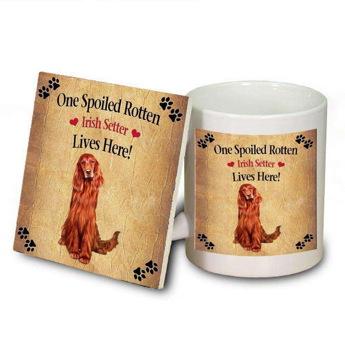 Red Irish Setter Spoiled Rotten Dog Mug and Coaster Set