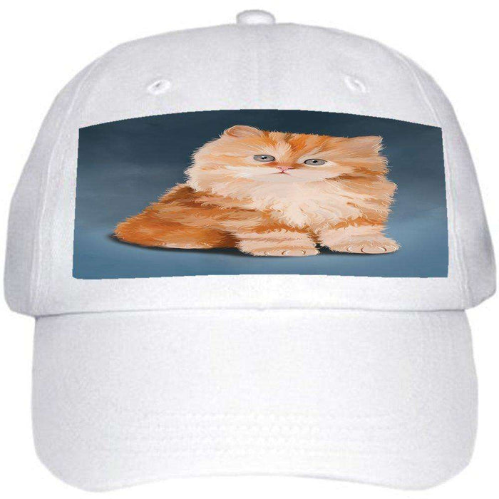 Red Persian Kitten Cat Ball Hat Cap Off White