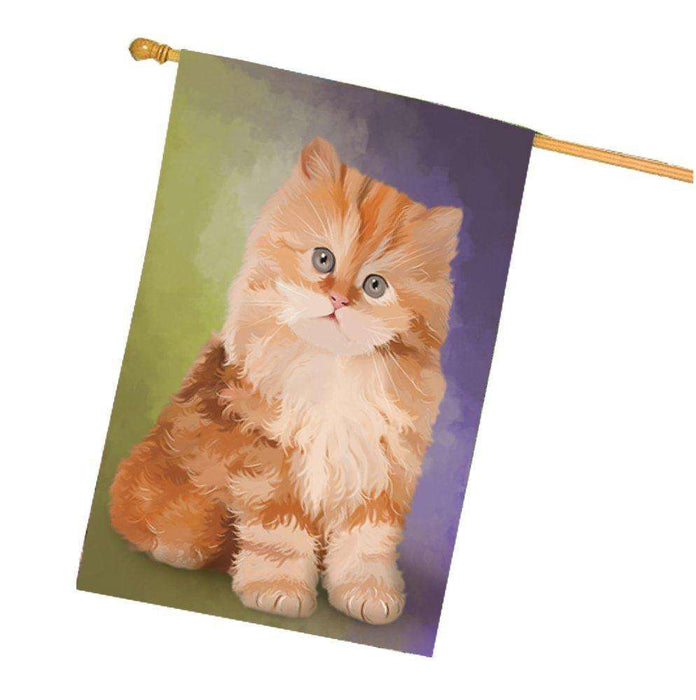 Red Persian Kitten Cat House Flag
