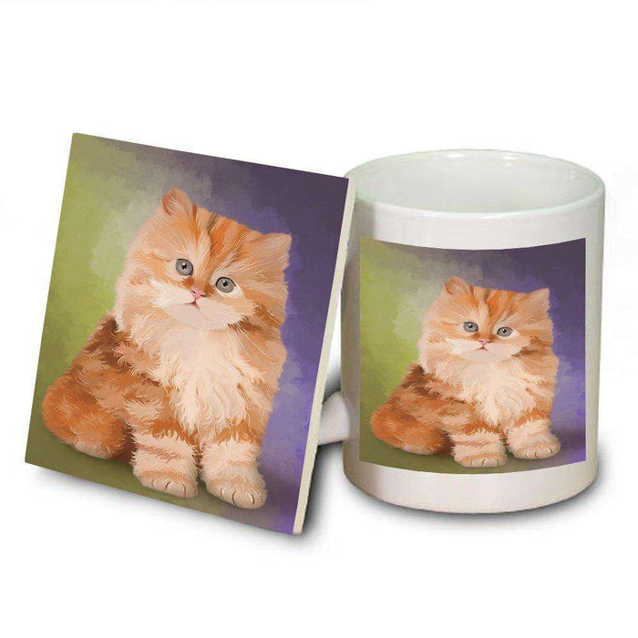 Red Persian Kitten Cat Mug and Coaster Set