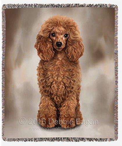 Red Poodle Dog Art Portrait Print Woven Throw Blanket 54 X 38