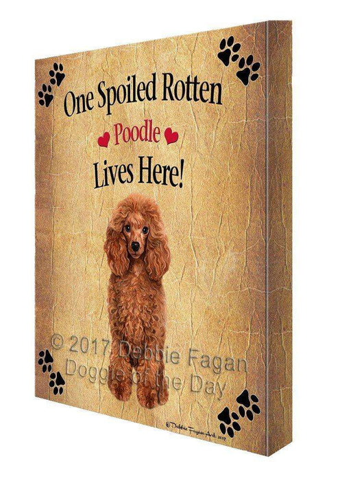 Red Poodle Spoiled Rotten Dog Canvas Wall Art D568