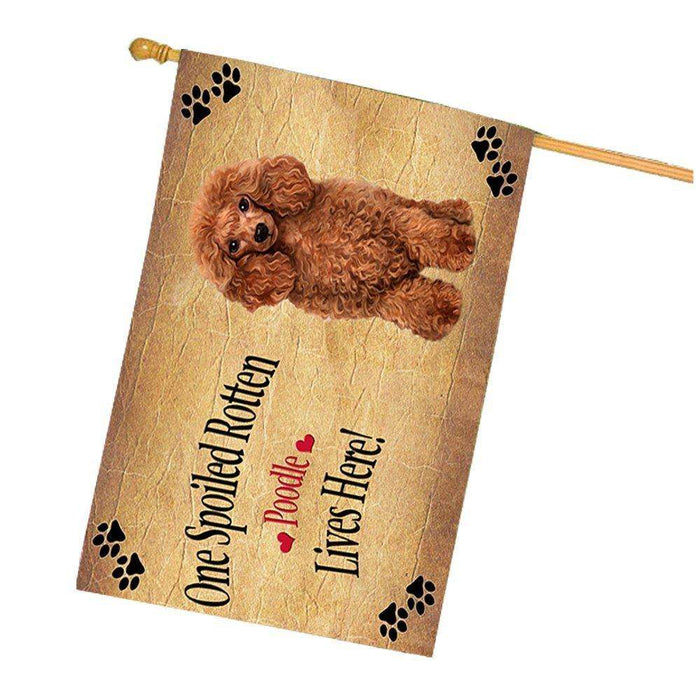 Red Poodle Spoiled Rotten Dog House Flag
