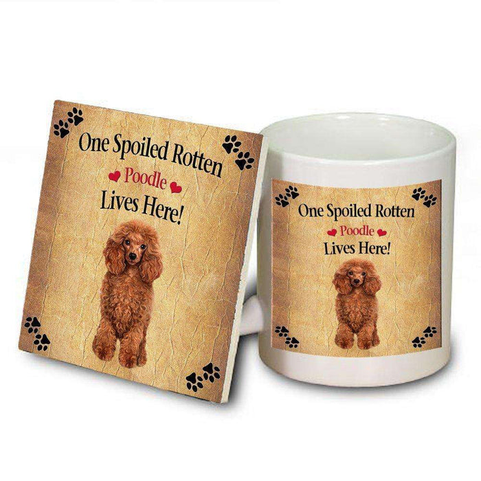 Red Poodle Spoiled Rotten Dog Mug and Coaster Set
