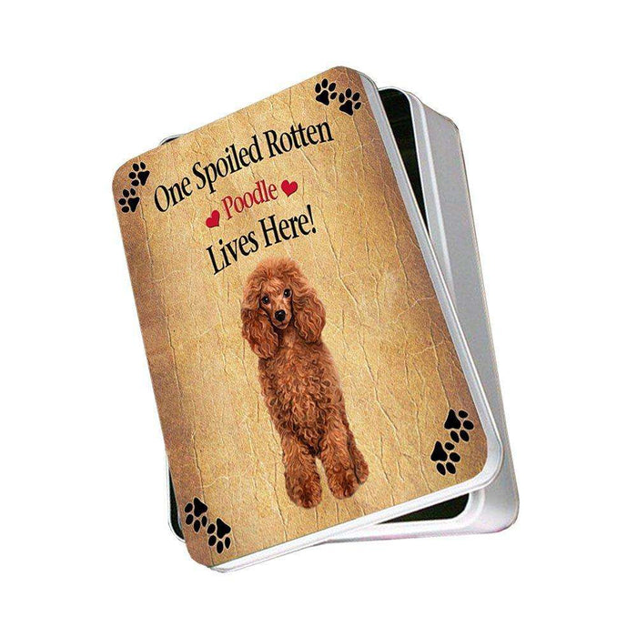 Red Poodle Spoiled Rotten Dog Photo Storage Tin