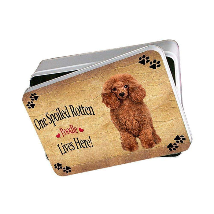 Red Poodle Spoiled Rotten Dog Photo Storage Tin