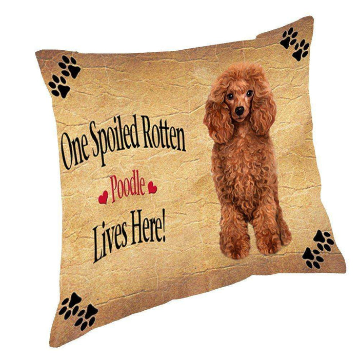 Red Poodle Spoiled Rotten Dog Throw Pillow