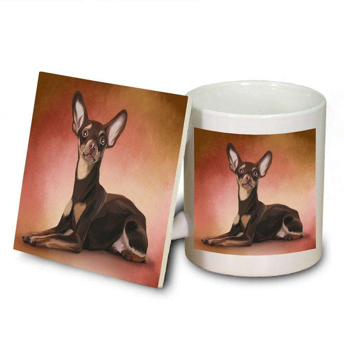 Red Russian Terrier Dog Mug and Coaster Set