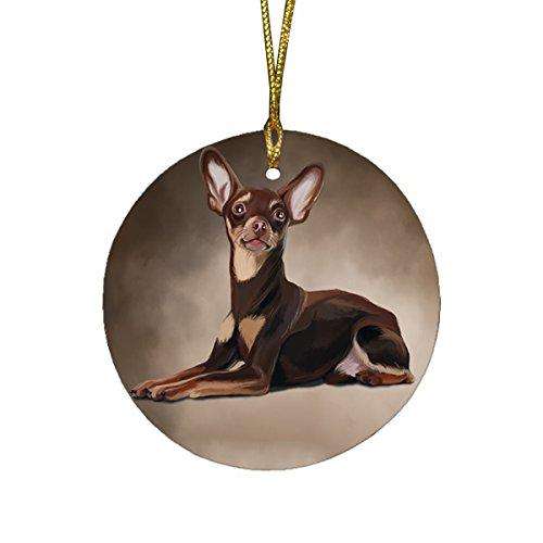 Red Russian Terrier Dog Round Christmas Ornament