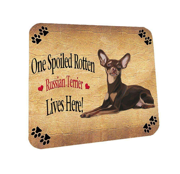 Red Russian Terrier Spoiled Rotten Dog Coasters Set of 4