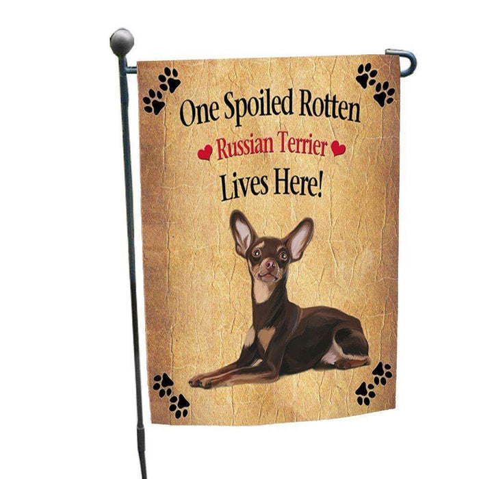 Red Russian Terrier Spoiled Rotten Dog Garden Flag