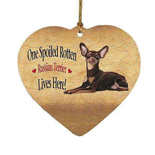 Red Russian Terrier Spoiled Rotten Dog Heart Christmas Ornament