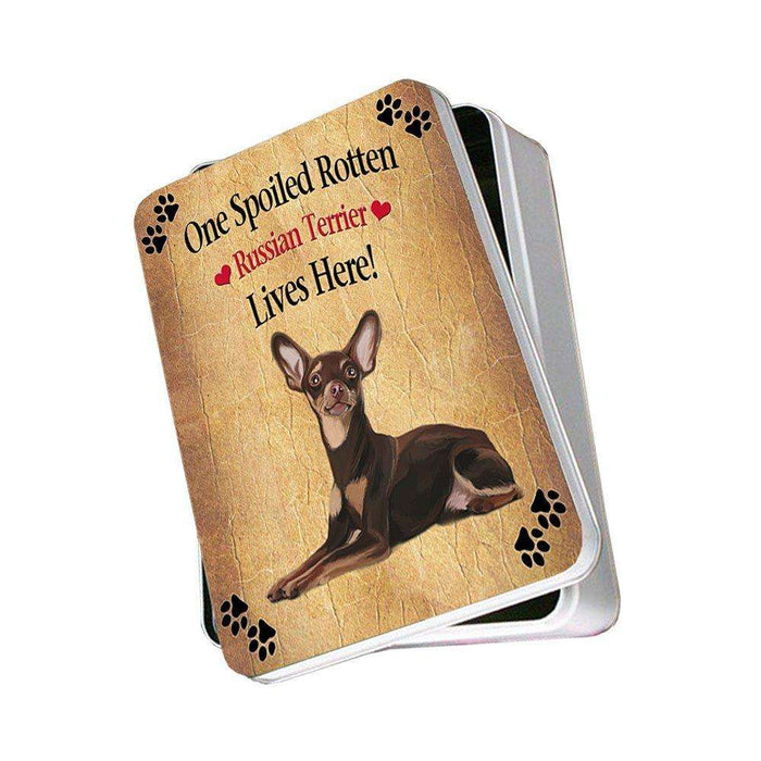 Red Russian Terrier Spoiled Rotten Dog Photo Storage Tin
